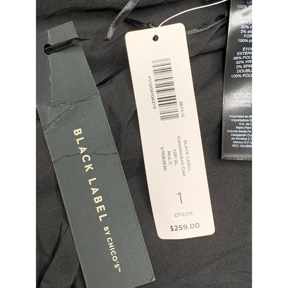 Chicos Black Label Size 8/10 M Patchwork Topper Coat RD10711 $259 NWT - Picture 6 of 11